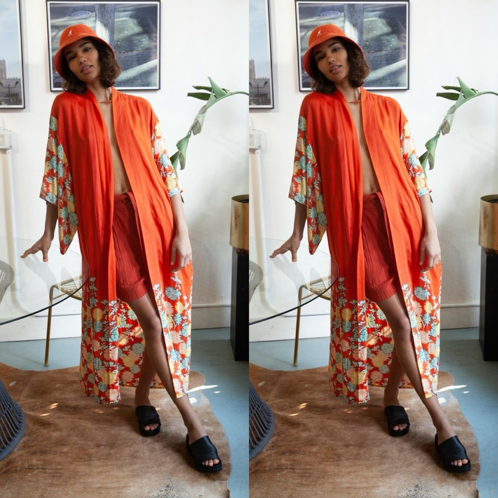 Free People Siren Floral Print Kimono One Size